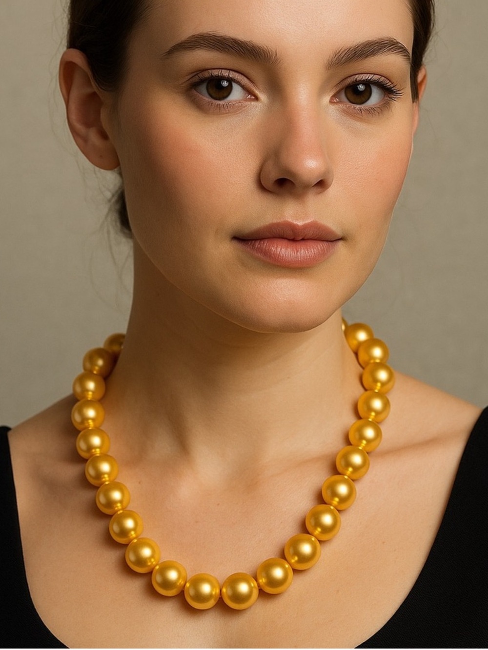 Stauer Golden Pearl Necklace 18” Hand Knotted 925 Sterling Clasp 10-12mm